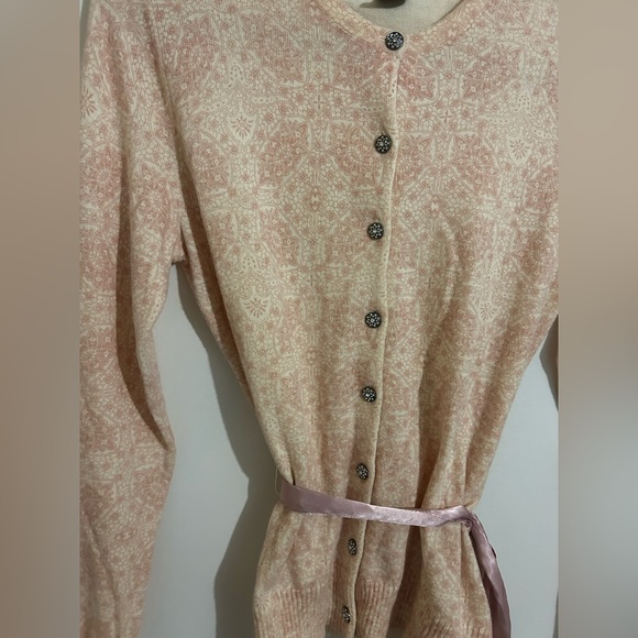 Gap Medium Cotton, Wool and Angora Rabbit Hair Blend Cardigan with Purple Sash - Picture 4 of 8